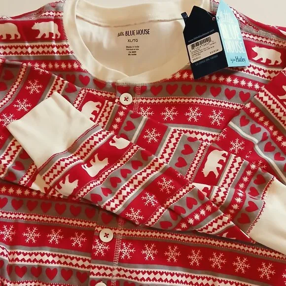 NWT Hatley Fair Isle Bear & Moose Family Union Sleepwear XL NWT - Picture 1 of 9